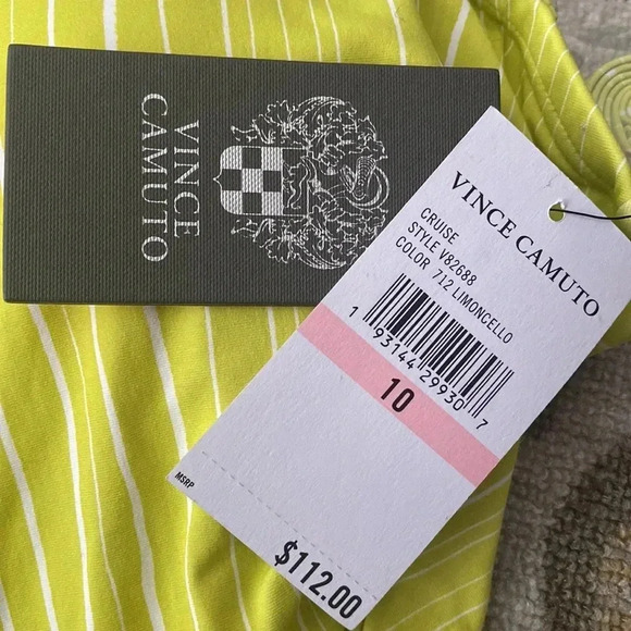 Vince Camuto Spliced Bandeau One Piece Swimsuit - Savona Stripe Color Limoncello - Picture 8 of 9